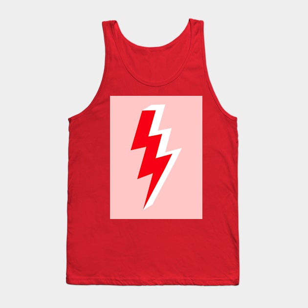 Red and White Triple Lightning Bolt on Pink Tank Top by OneThreeSix